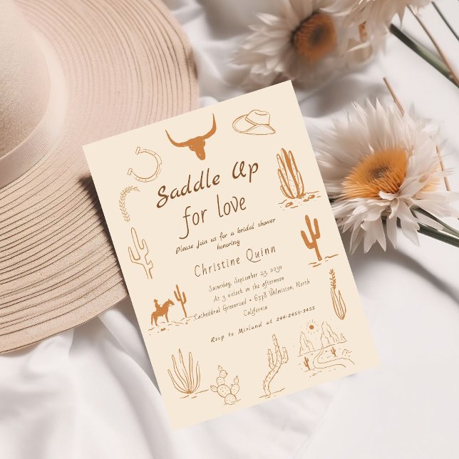 Boho Western Saddle up Cowboy Bridal shower Invitation (Creator Uploaded)