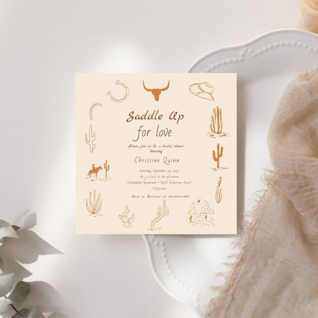 Boho Western Saddle up Cowboy Bridal shower Invitation (Creator Uploaded)