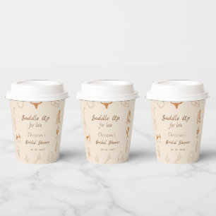 Boho Western Saddle up Cowboy Bridal shower Paper Cups