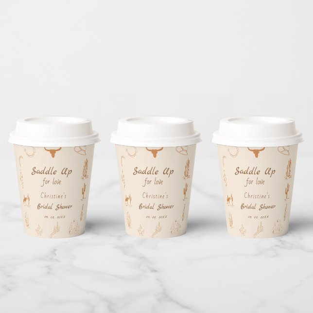 Boho Western Saddle up Cowboy Bridal shower Paper Cups (Multi)