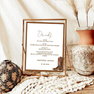 Boho Western wedding bar menu,drink wedding  Poster