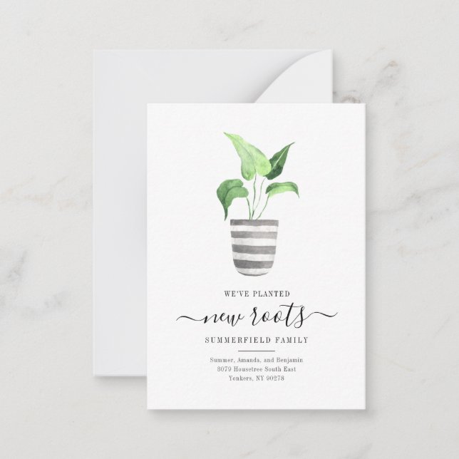 Boho We've Moved New Roots Botanical Moving Card (Front)