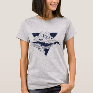 Boho Whale Illustration with Moon T-Shirt