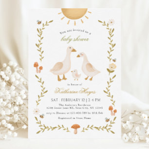 Boho Whimsical Goose Baby Shower Invitation