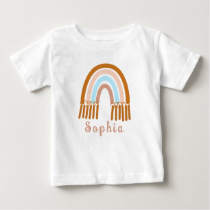 Boho Whimsical Rainbow with Personalised Name Baby T-Shirt