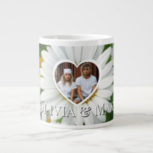 Boho white daisies template  large coffee mug