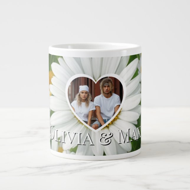 Boho white daisies template  large coffee mug (Front)