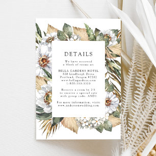 Boho White Floral & Greenery Wedding Details Enclosure Card