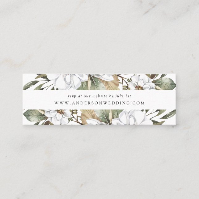 Boho White Floral Greenery Wedding RSVP Cards (Front)