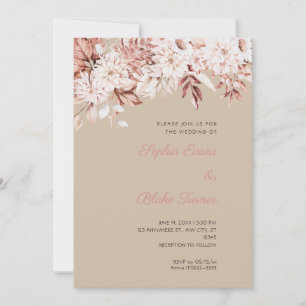Boho White Floral Winter Dark Vanilla Wedding Invitation