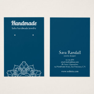 Boho White Mandala Dark Teal Earring Display