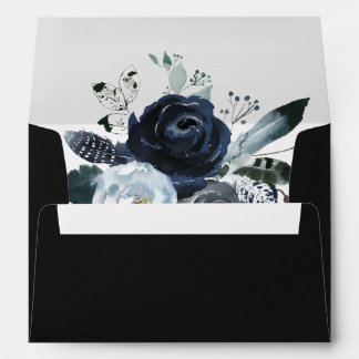 Boho White Navy Peony Pre-Printed Address 5x7 Envelope