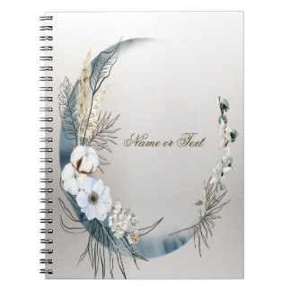 Boho White Orchid Flowers Blue Moon Elegant Notebook