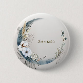 Boho White Orchid Flowers Blue Moon Elegant Party 6 Cm Round Badge