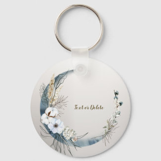 Boho White Orchid Flowers Blue Moon Elegant Party Key Ring