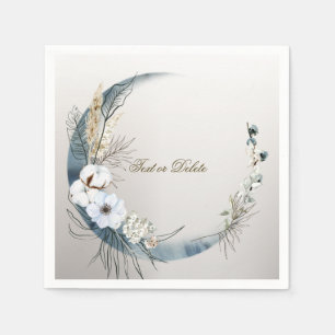 Boho White Orchid Flowers Blue Moon Elegant Party Napkin