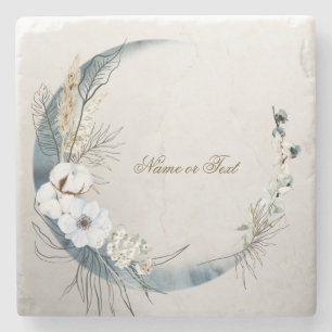 Boho White Orchid Flowers Blue Moon Elegant Party Stone Coaster