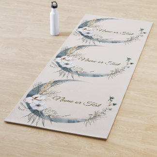 Boho White Orchid Flowers Blue Moon Elegant Yoga Mat