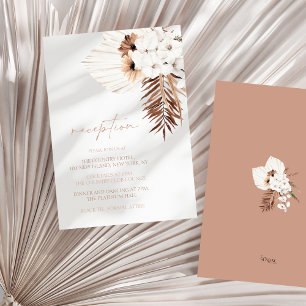 Boho White Orchids Pampas Grass Wedding Reception Enclosure Card