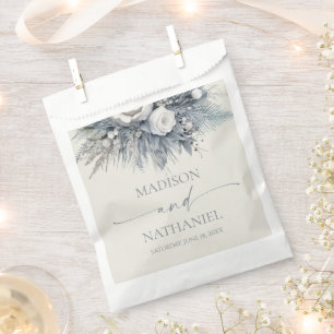 Boho White Rose Floral Flower Garden Wedding Favour Bags