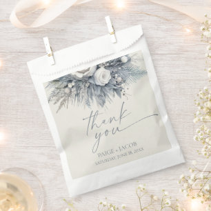 Boho White Rose Floral Flower Garden Wedding Favour Bags
