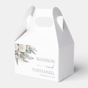 Boho White Rose Floral Flower Garden Wedding Favour Box