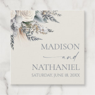 Boho White Rose Floral Flower Garden Wedding Favour Tags