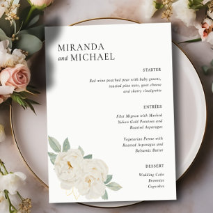 BOHO WHITE ROSES FLOWERS WEDDING DINNER MENU