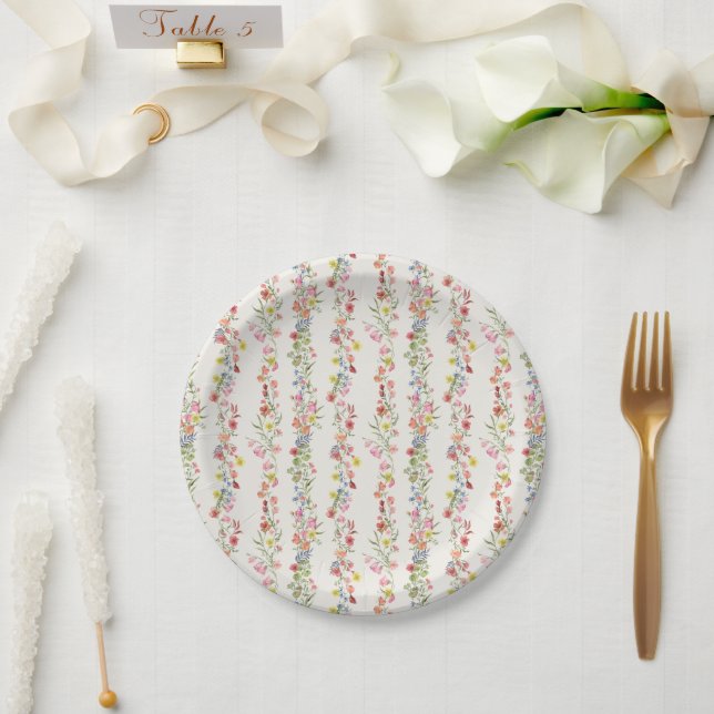 boho wild floral summer wedding Bridal Shower Paper Plate (Wedding)