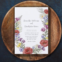 Boho Wild Flower Wreath Watercolor Wedding