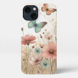  Boho Wild Flowers and Butterflies iPhone Case
