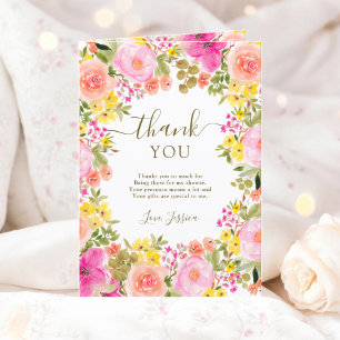 Boho wild flowers garden photo bridal shower thank you card