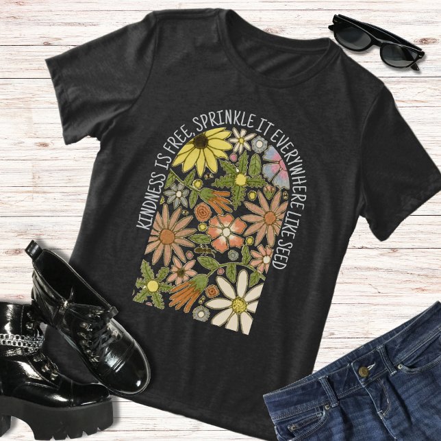 Boho Wild  Flowers Kindness Is Free Spring Floral Tri-Blend Shirt (Creator Uploaded)