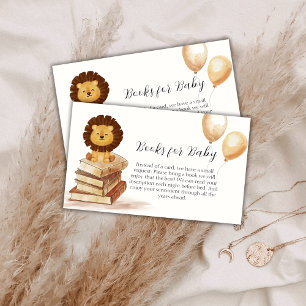 Boho Wild Lion Balloon Books For Baby Shower Enclosure Card