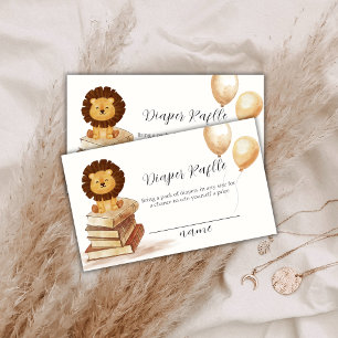 Boho Wild Lion Balloon Diaper Raffle Baby Shower  Enclosure Card