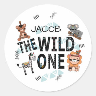 Boho Wild One 1st Birthday Classic Round Sticker