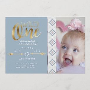 Boho Wild One   First Birthday Party Invitation