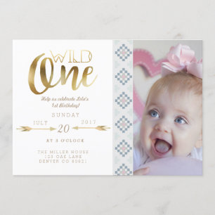 Boho Wild One First Birthday Party Invite