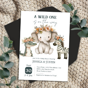 Boho Wild One Floral Baby Shower Invitation