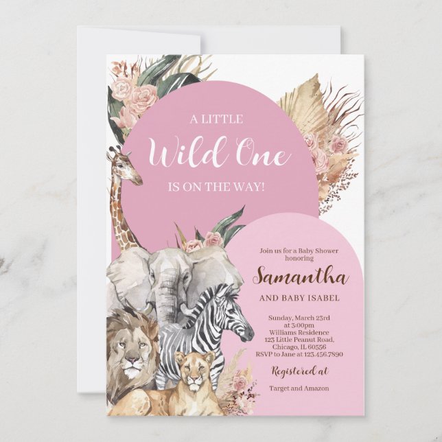 Boho Wild One Girl Baby Shower Invitation (Front)