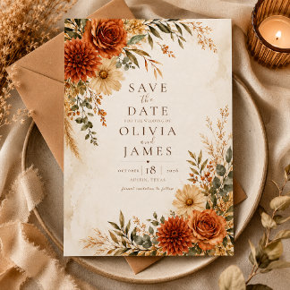 Boho Wild Terracotta Garden Save the Date Invitation