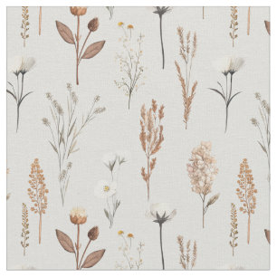Boho Wild weeds flowers rustic - small  Fabric