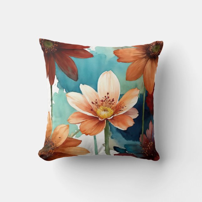 Boho wildflower abstract cushion (Front)