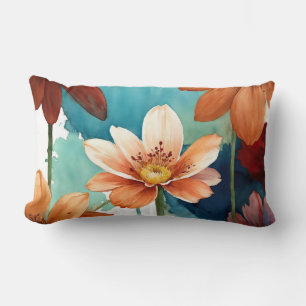 Boho wildflower abstract lumbar cushion
