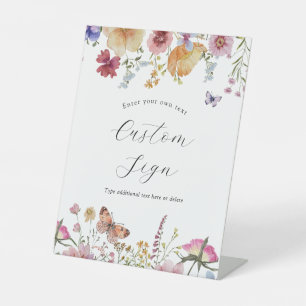 Boho Wildflower and Butterflies Custom Text Sign