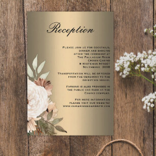 Boho Wildflower and Elegant Gold Wedding Reception Enclosure Card