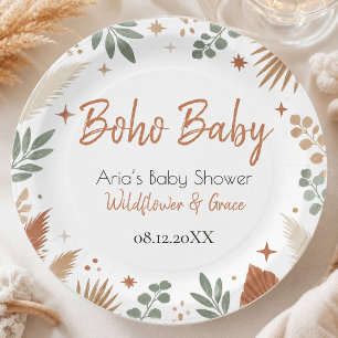 Boho Wildflower and Grace Chic Botanical Paper Plate