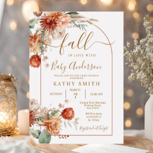 Boho Wildflower Arch Fall in Love with Baby Shower Invitation