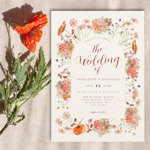 Boho Wildflower Arch Fall Wedding Invitation