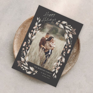 Boho Wildflower Arch Photo Christmas Holiday Card